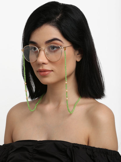 Stone And Gold-Polished Mask Chain - Ruby Raang