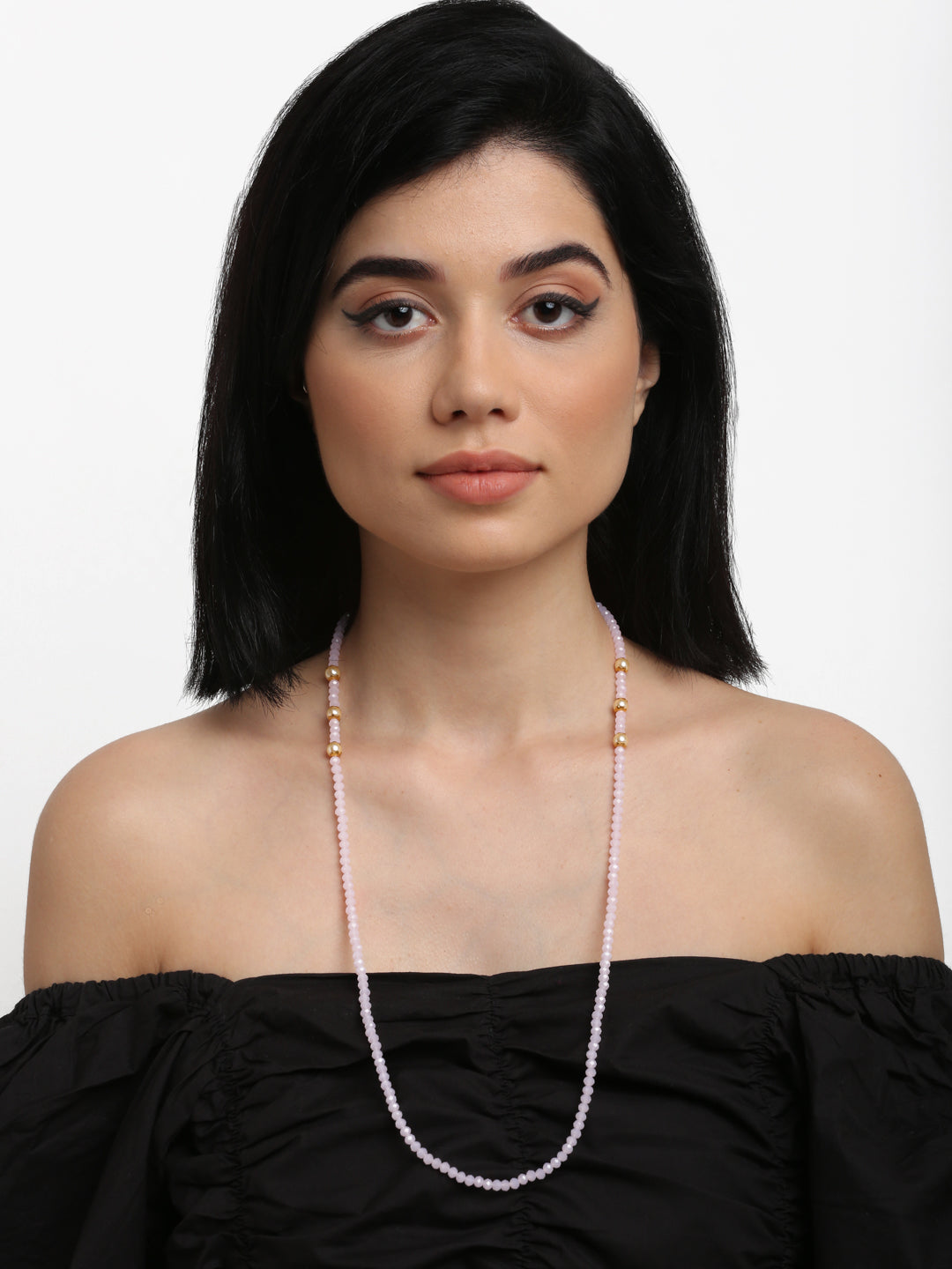 Stone And Gold-Polished Mask Chain - Ruby Raang