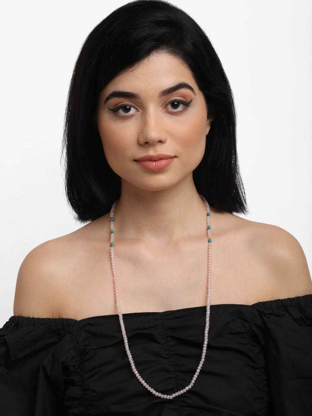 Stone And Gold-Polished Mask Chain - Ruby Raang