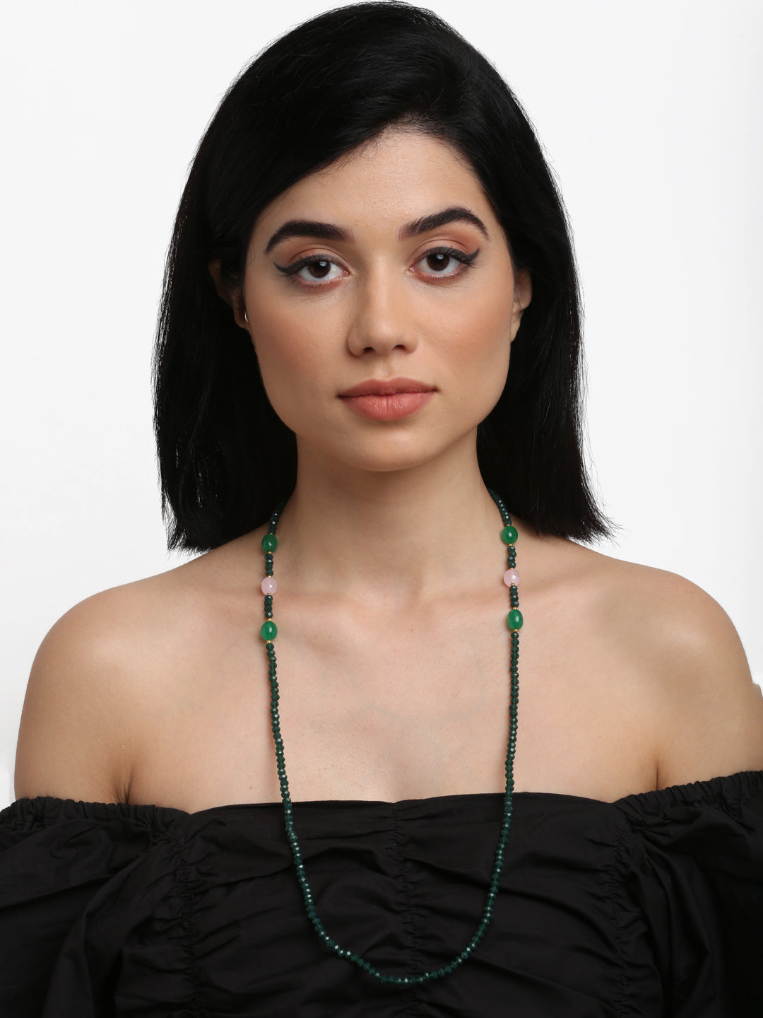 Stone And Gold-Polished Mask Chain - Ruby Raang