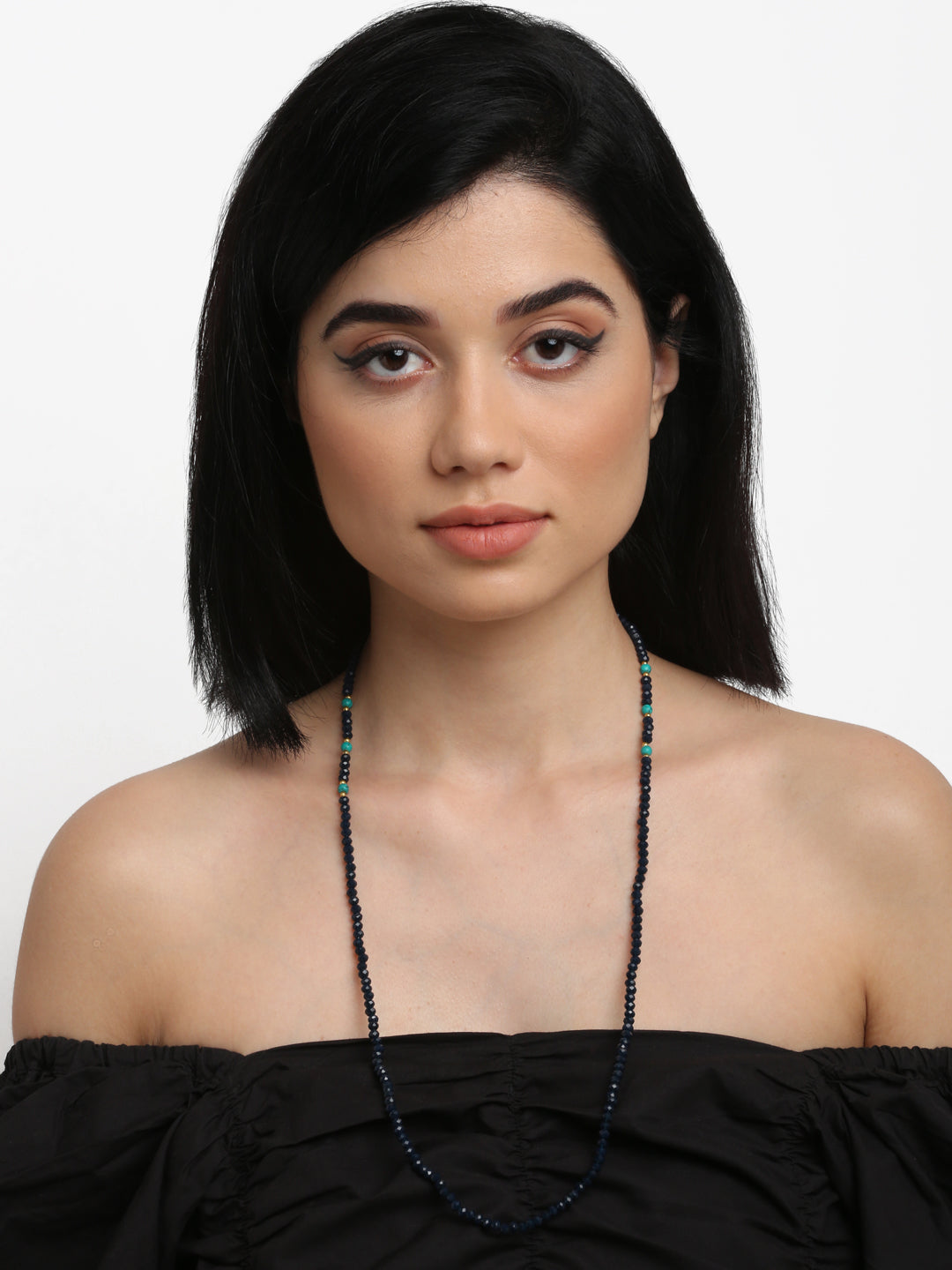 Stone And Gold-Polished Mask Chain - Ruby Raang