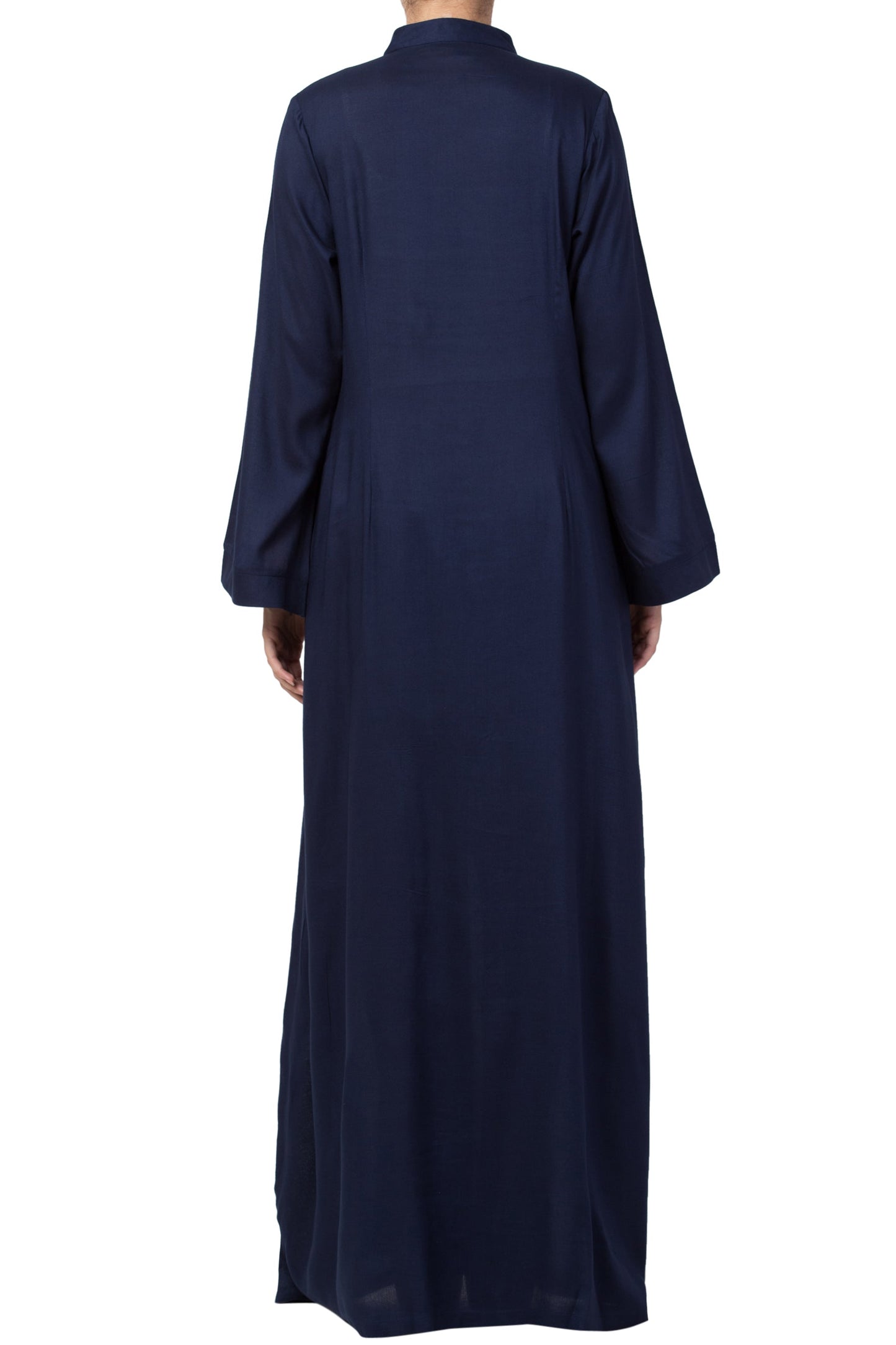 Bashariya Simple Front Open Abaya In Rayon Fabric With Pockets - NavyBlue