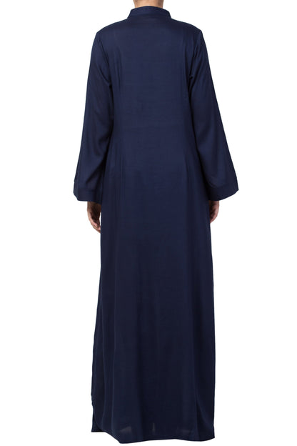 Bashariya Simple Front Open Abaya In Rayon Fabric With Pockets - NavyBlue