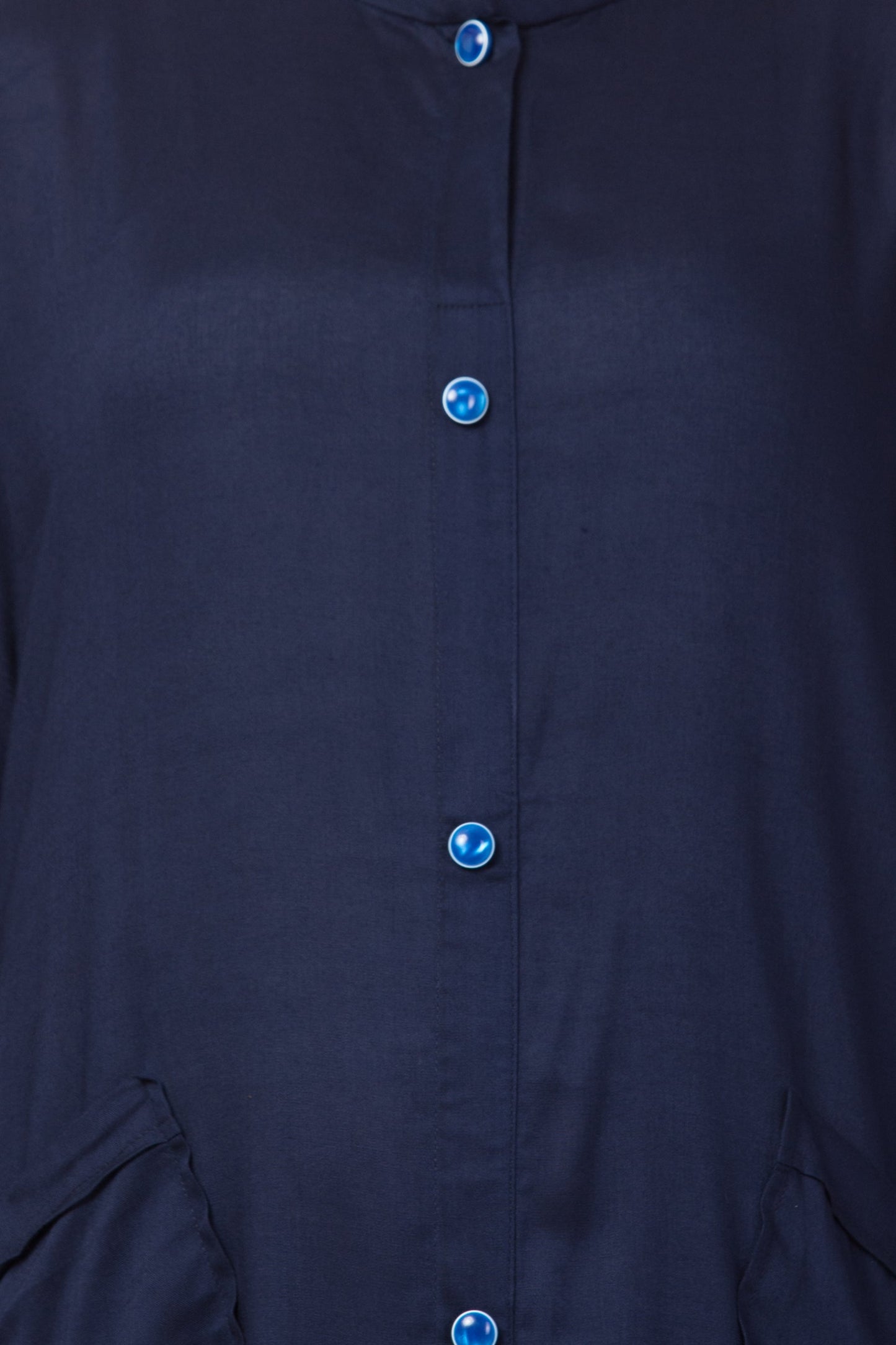 Bashariya Simple Front Open Abaya In Rayon Fabric With Pockets - NavyBlue