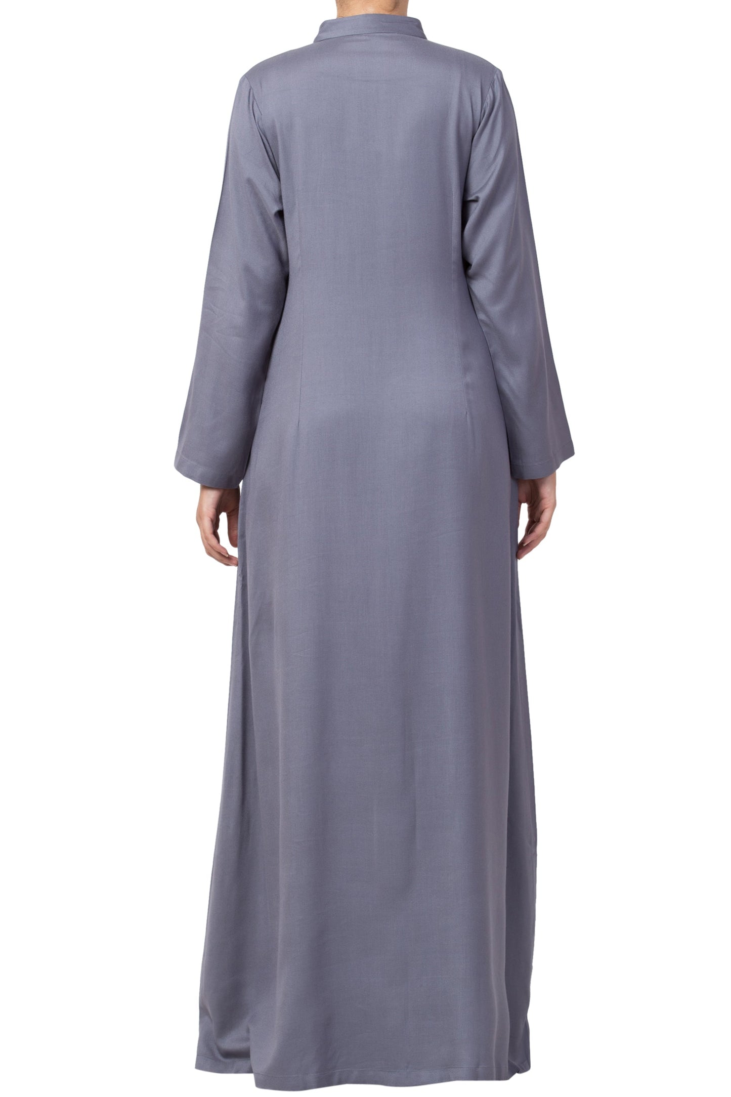 Bashariya Simple Front Open Abaya In Rayon Fabric With Pockets - Grey