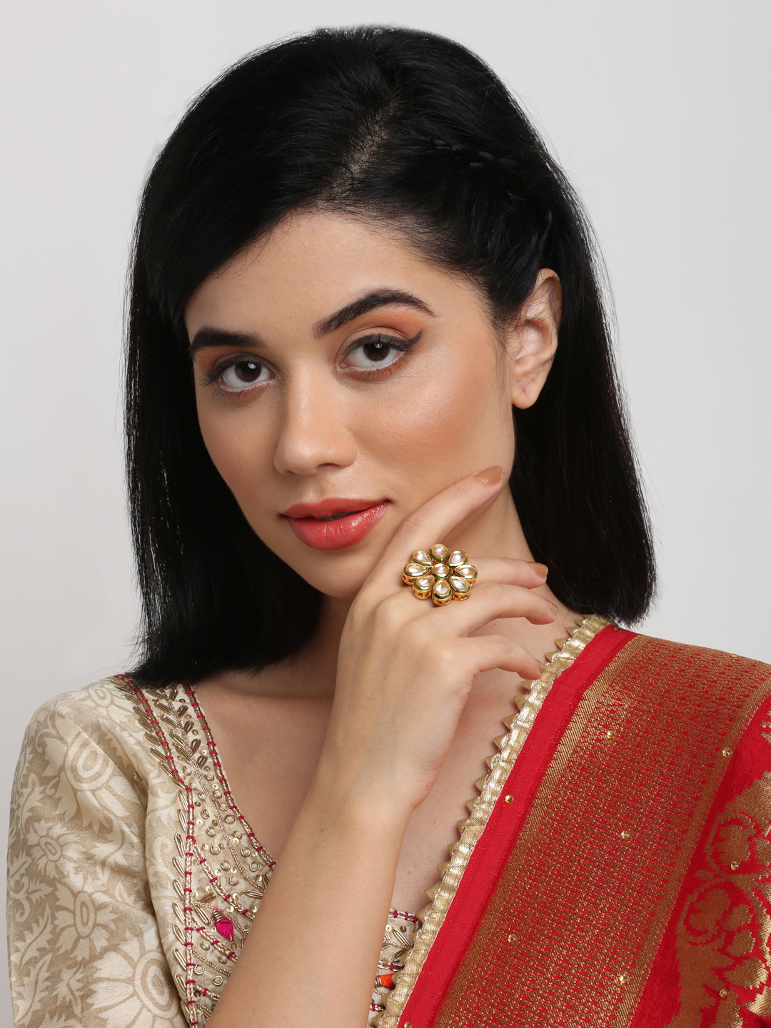 Kundan Ring - Ruby Raang