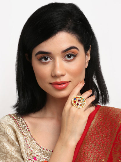 Kundan Ring - Ruby Raang