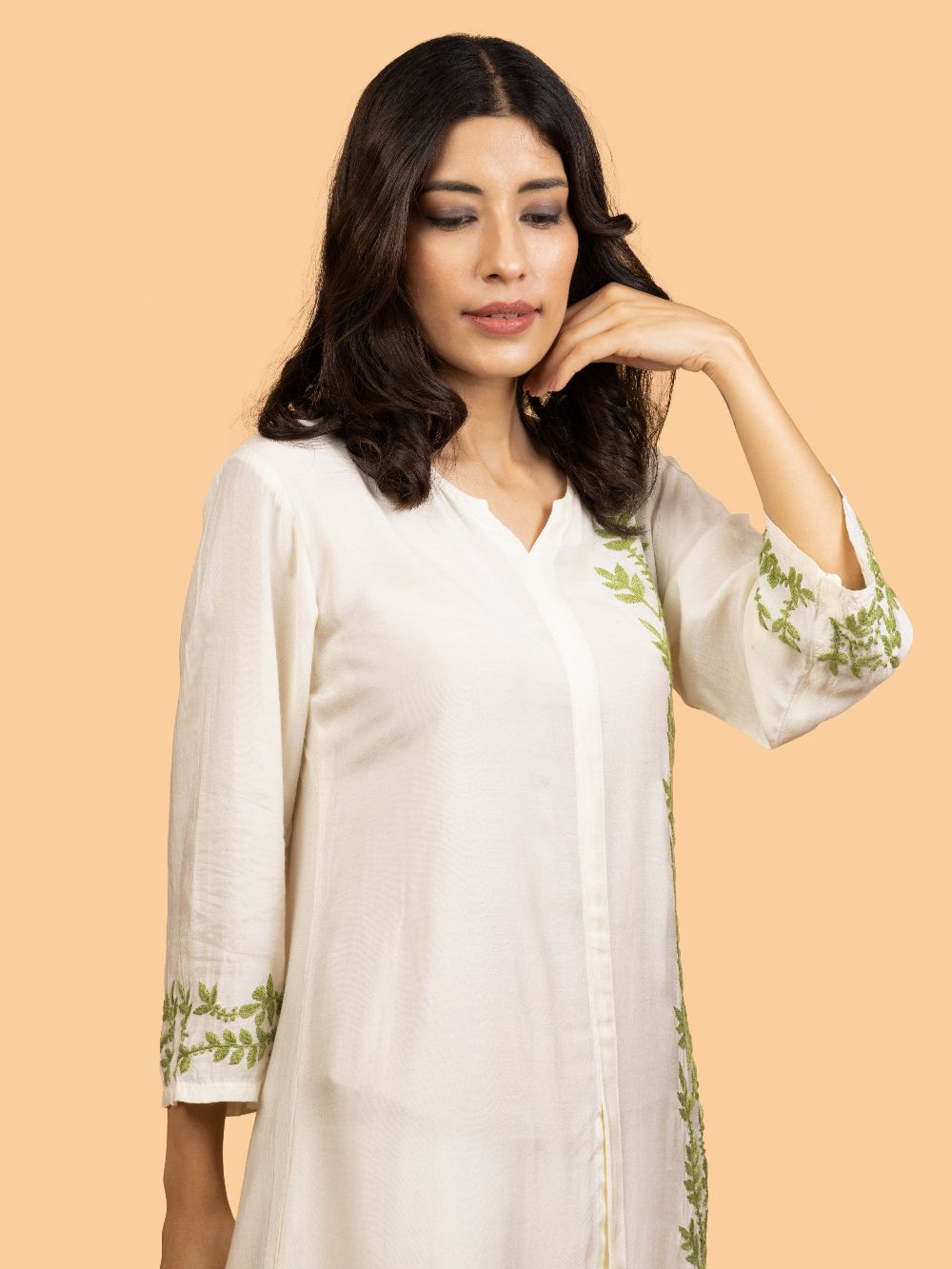 Gharana India Pure Muslin Short Chikankari Kurta