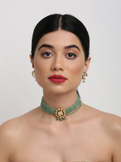 Kundan Choker With Studs - Ruby Raang