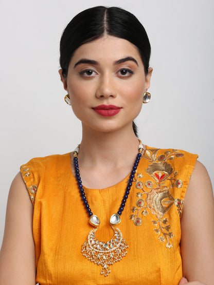 Stone Kundan Neckpiece With Studs - Ruby Raang