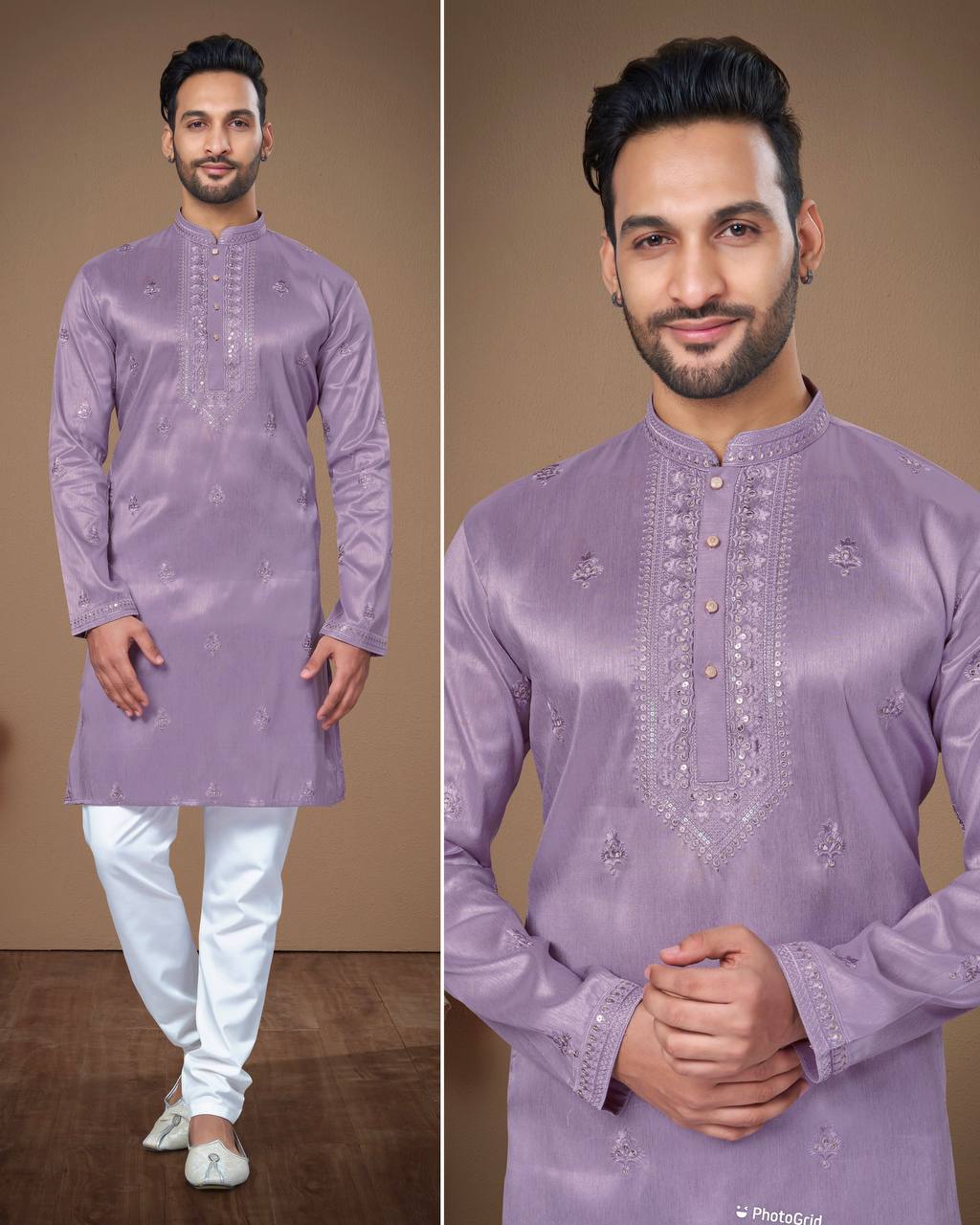 Heavy Super Silk With Embroidery Work Kurta Pajama Set