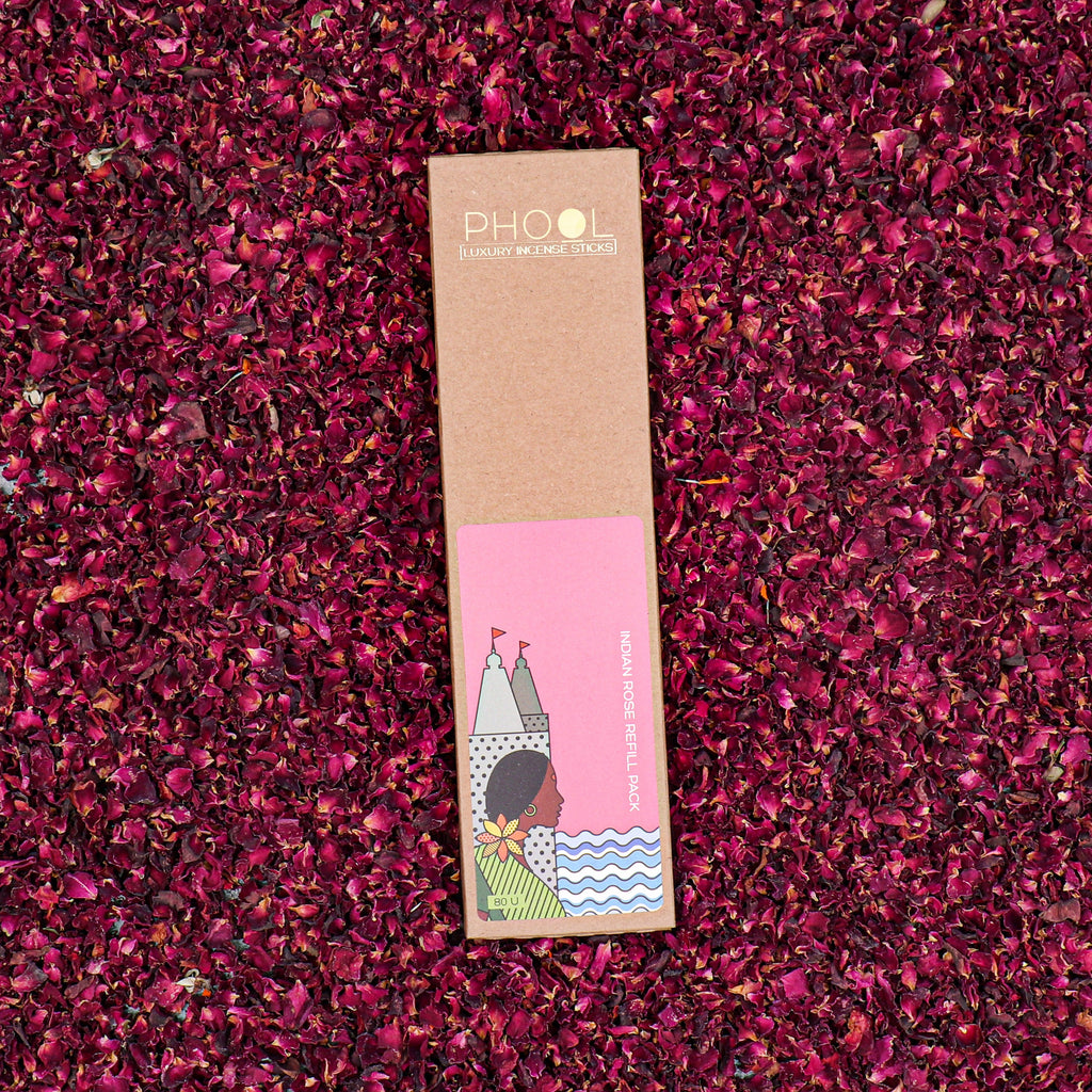 Phool Natural Incense Sticks Refill Pack Indian Rose - 80 Sticks