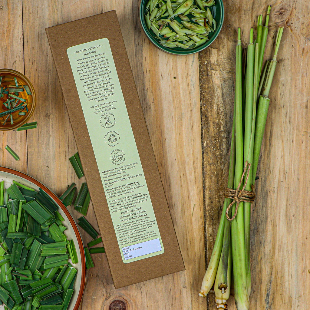 Phool Natural Incense Sticks Refill Pack Lemongrass -  80 Sticks