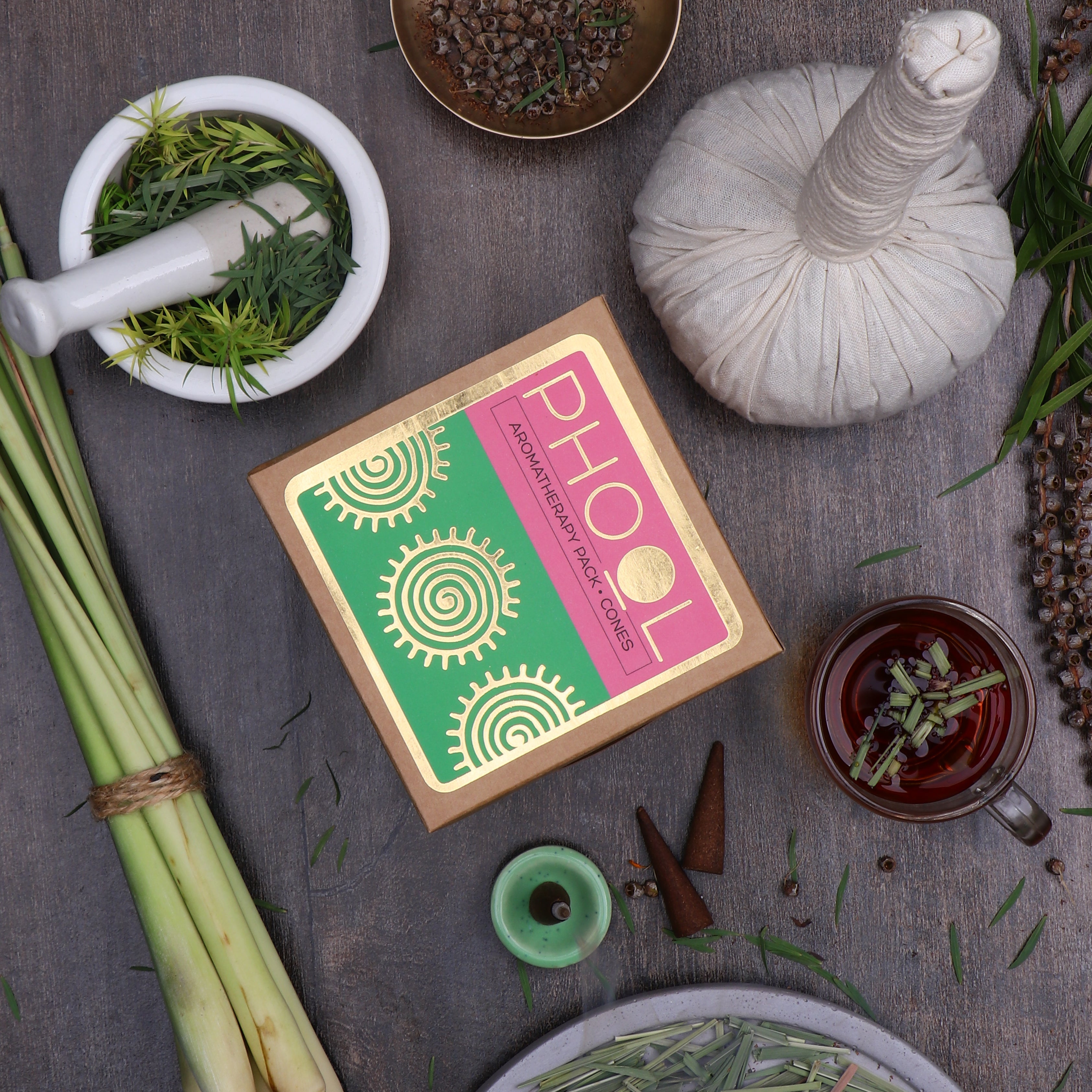 Phool Aromatherapy Pack With Tea Tree & Lemongrass Cones Combo