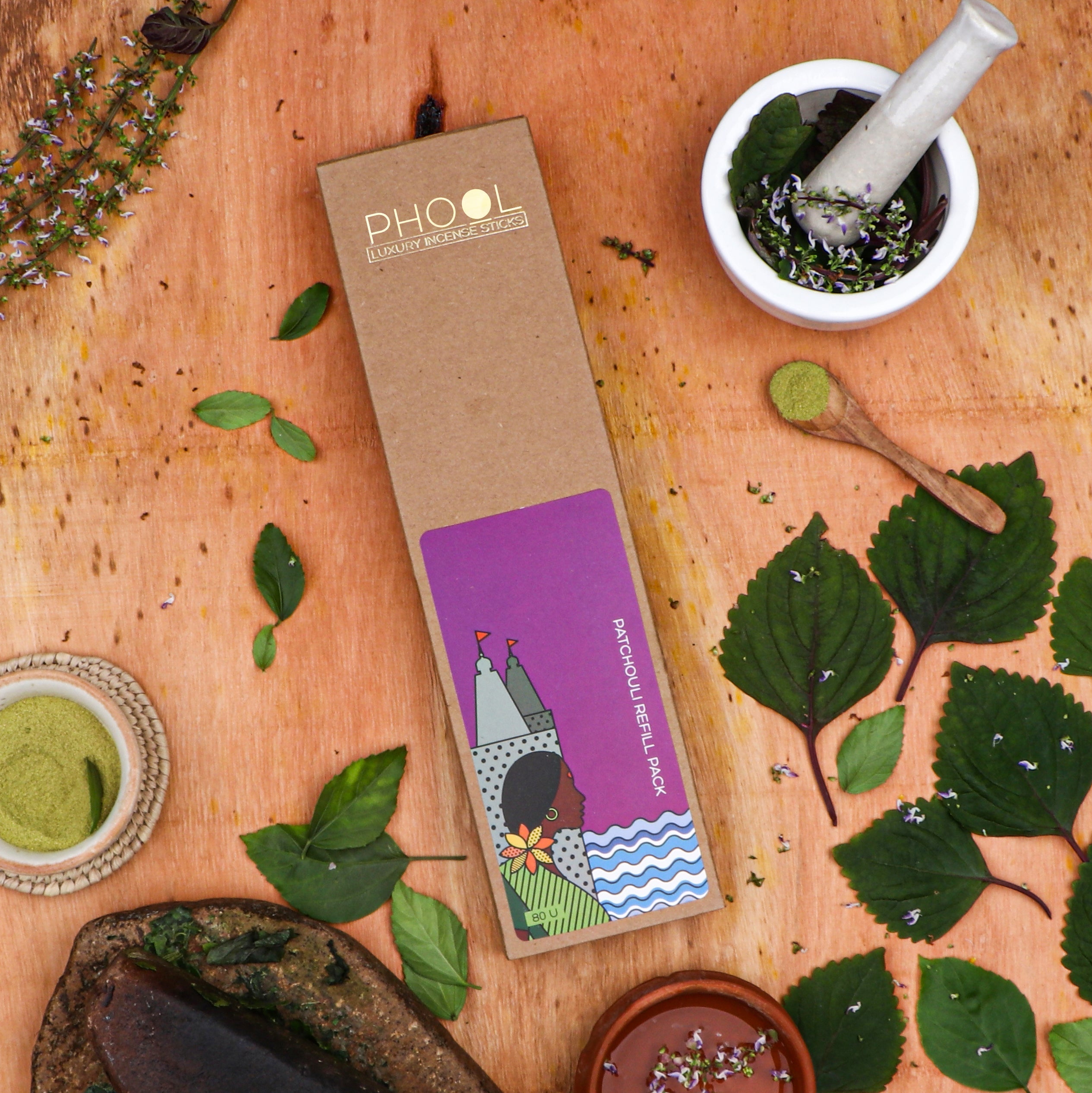 Phool Natural Incense Sticks Refill Pack Patchouli - 80 Sticks