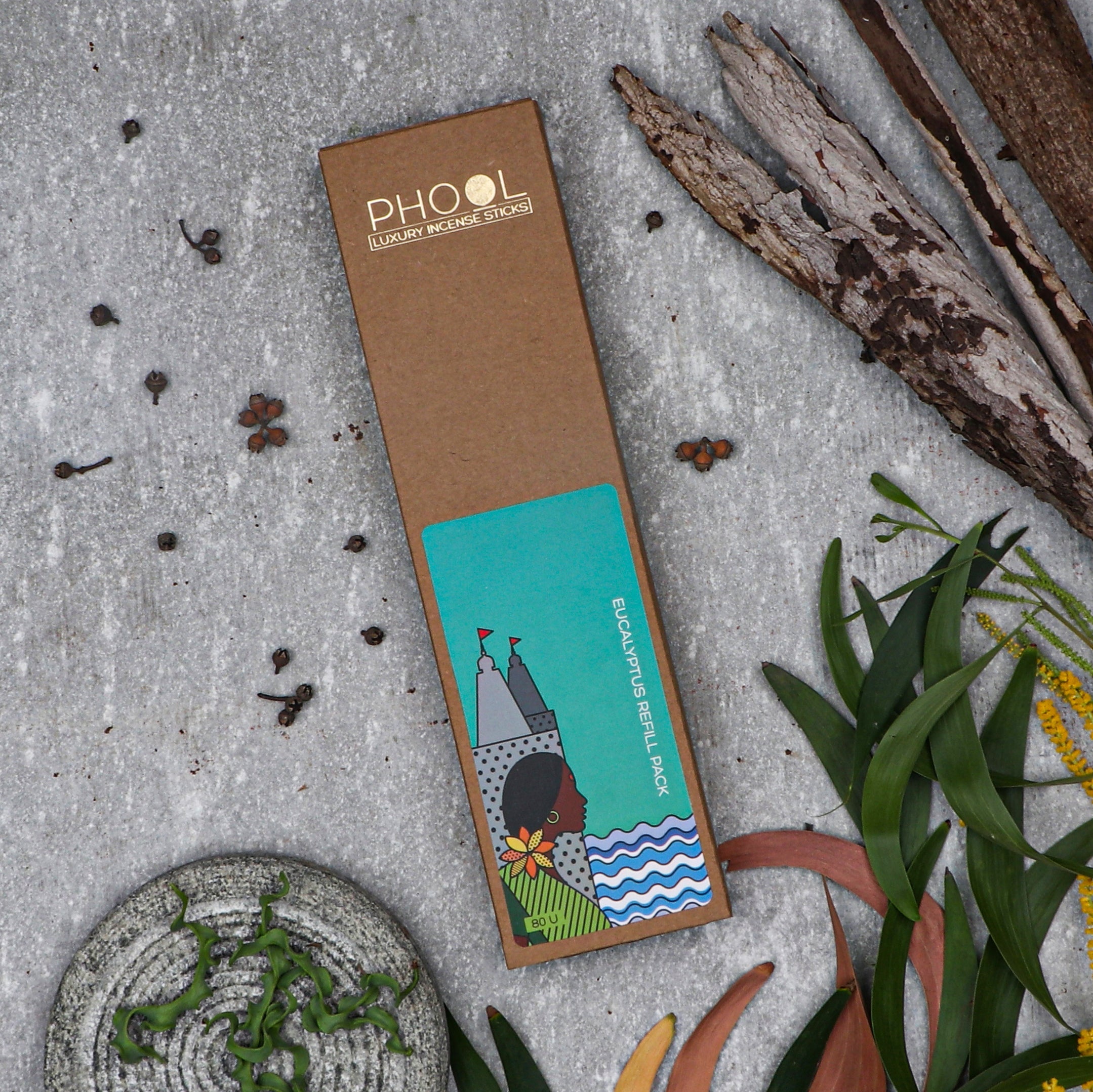 Phool Natural Incense Sticks Refill Pack Eucalyptus - 80 Sticks