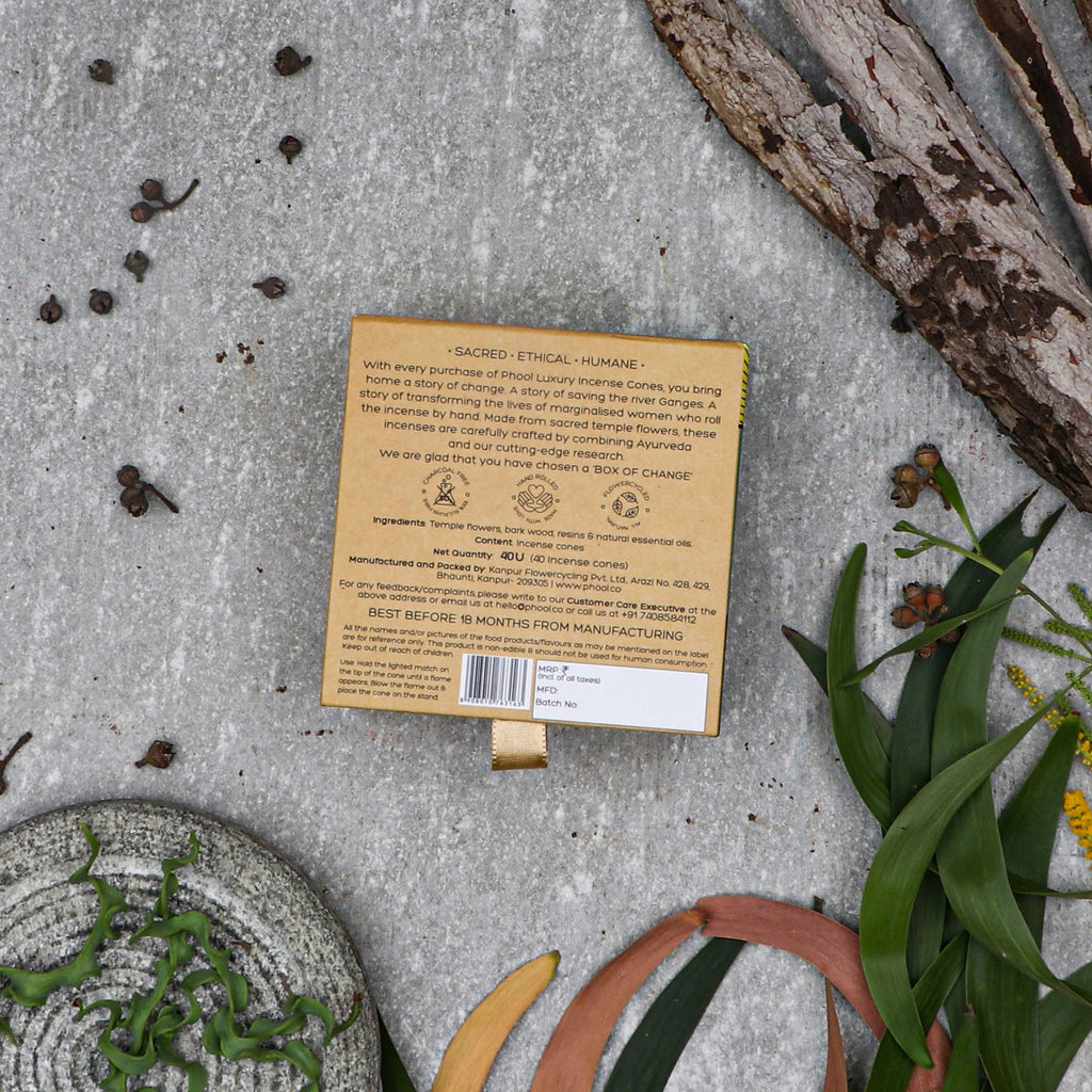 Phool Natural Incense Cones Eucalyptus - 40 Cones