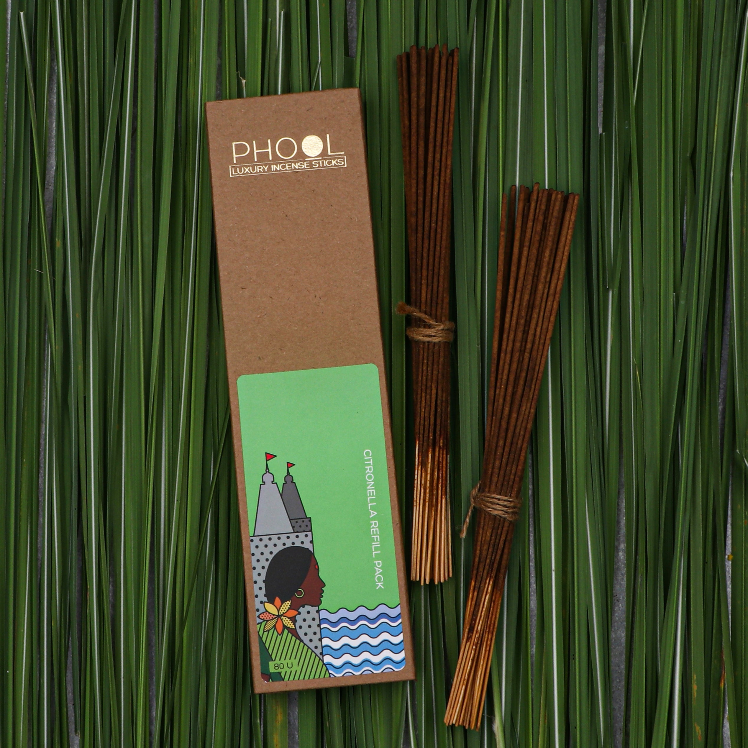 Phool Natural Incense Sticks Refill Pack Citronella - 80 Sticks