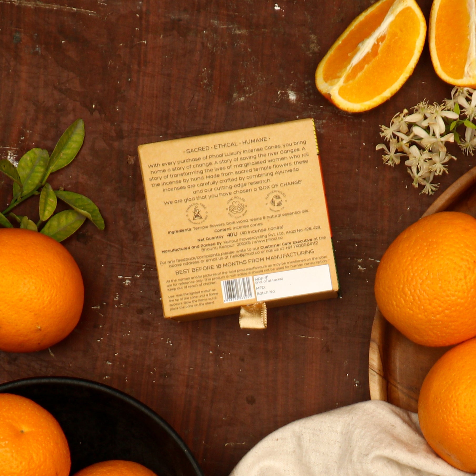 Phool Natural Incense Cones Orange - 40 Cones