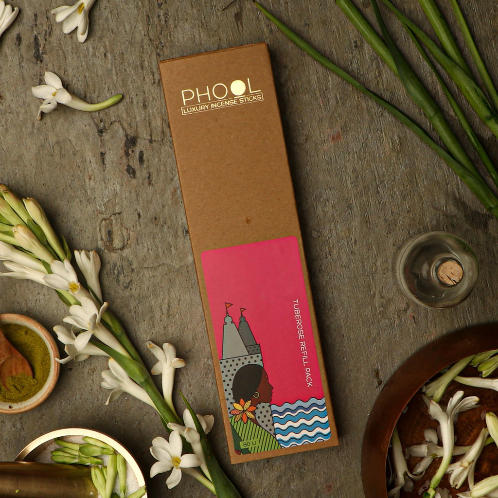 Phool Natural Incense Sticks Refill Pack Tuberose - 80 Sticks