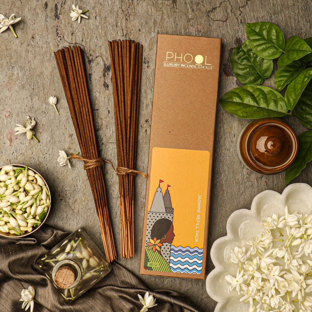 Phool Natural Incense Sticks Refill Pack Jasmine - 80 Sticks