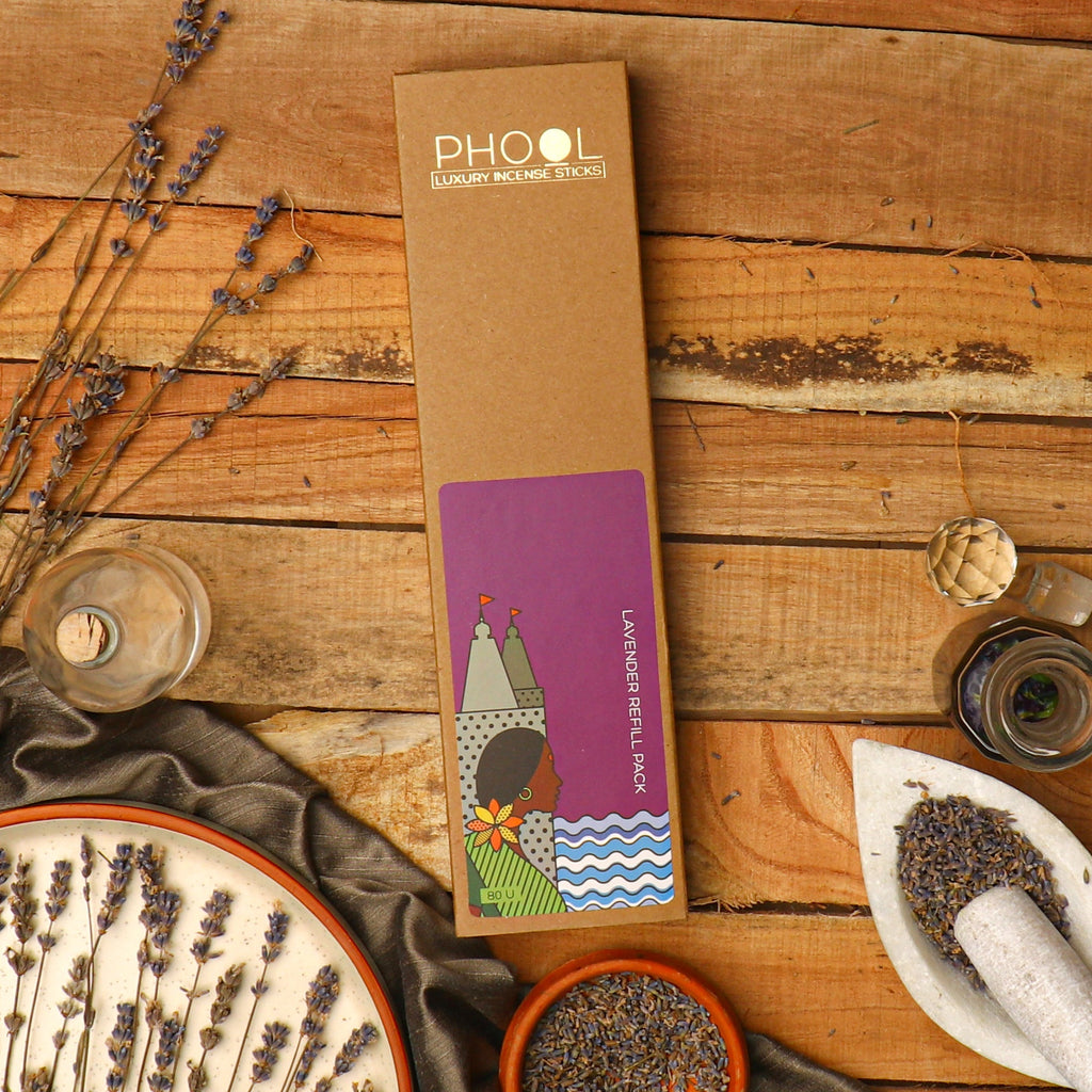 Phool Natural Incense Sticks Refill Pack Lavender - 80 Sticks