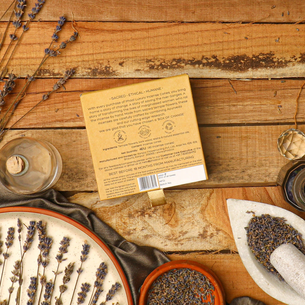 Phool Natural Incense Cones Lavender - 40 Cones