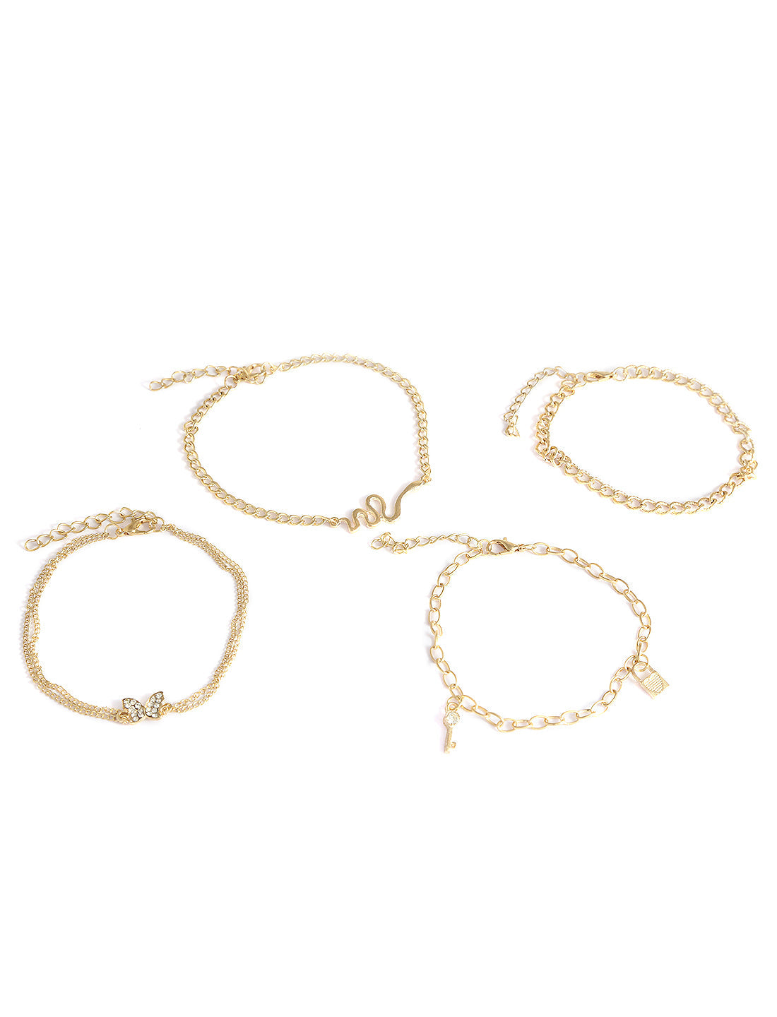 Gold-Polished Alloy Designer Charm Bracelet Set - The Pari