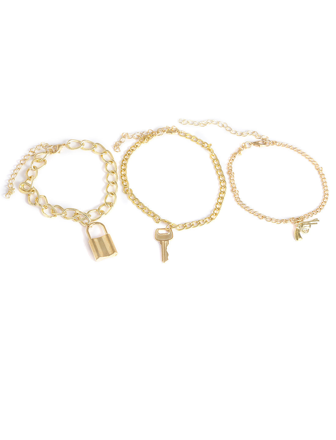 Gold-Polished Alloy Gold Charm Bracelet Set - The Pari