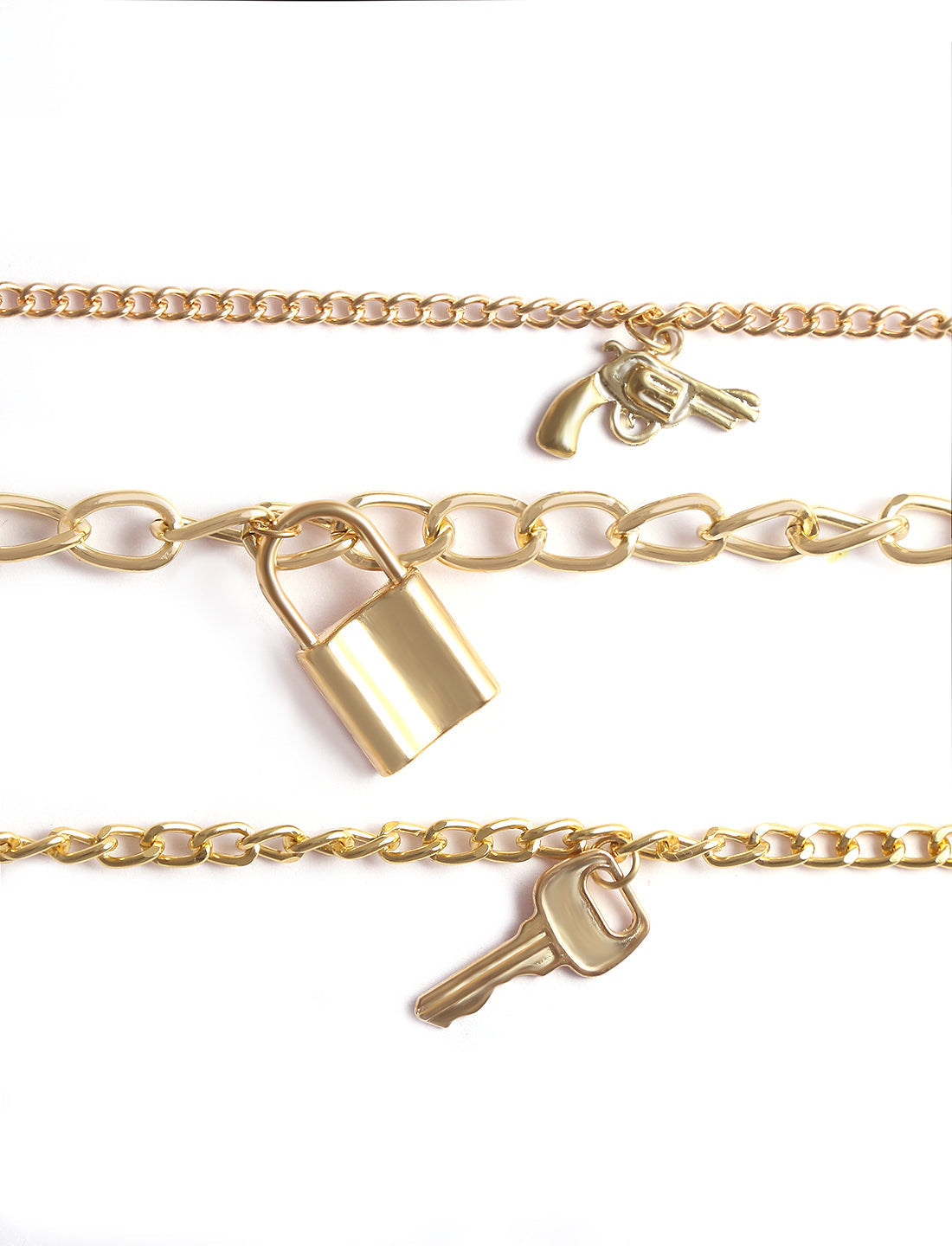 Gold-Polished Alloy Gold Charm Bracelet Set - The Pari