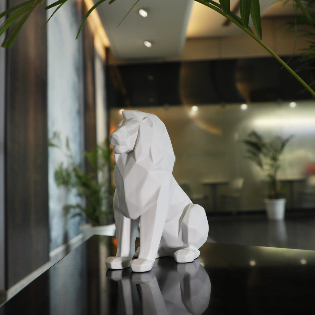 Artarium Stylized Geometric Sitting Lion Figurine Idol