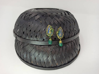 Terracotta Peacock Stud With Drop