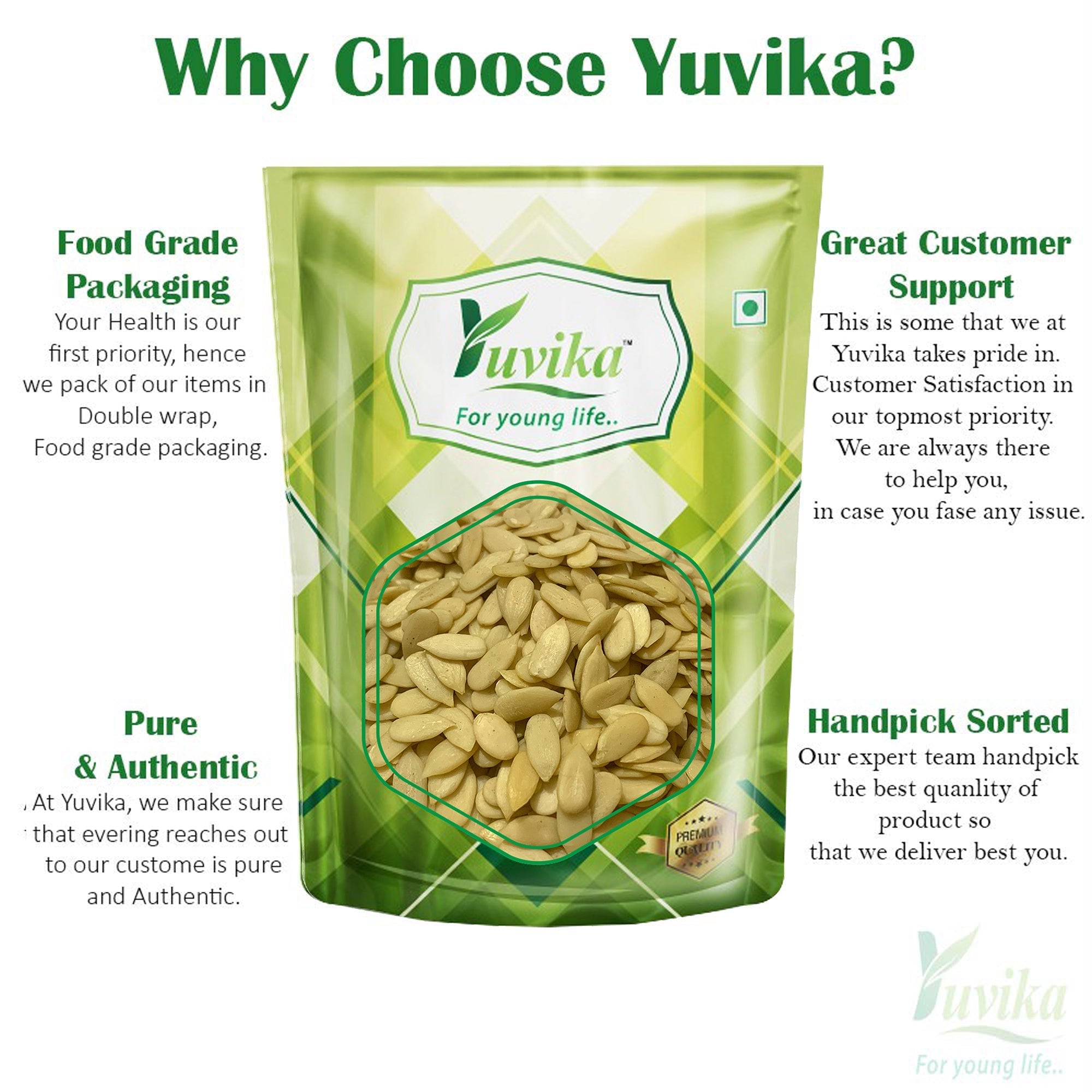 Yuvika Indian Pumpkin Seeds - Kaddu Beej - Kaddu Magaj - Sitaphal Magaj