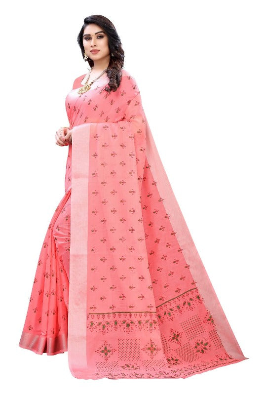 Vamika Peach Chanderi Designer Saree (DIYA PEACH)