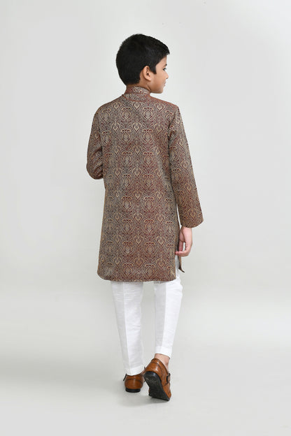 Joban Fashion Imported Jacquard Maroon Kurta With Straight Fit Pant