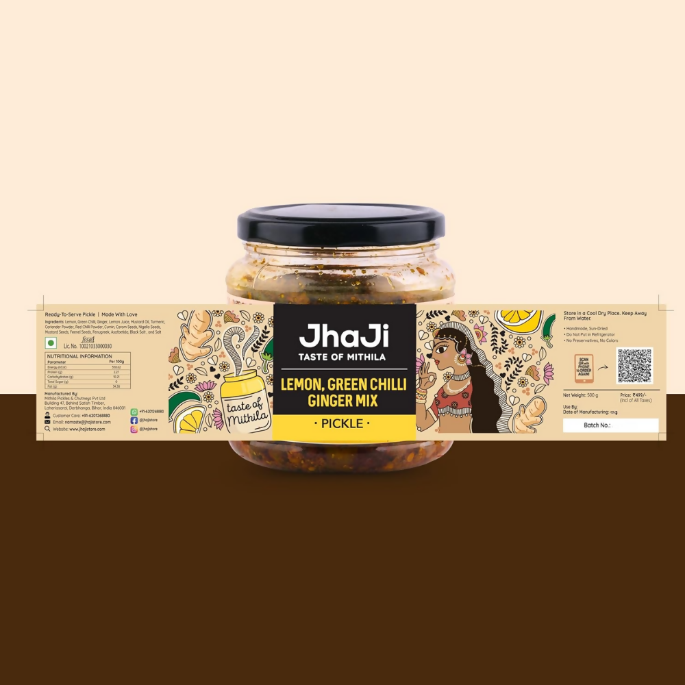 Jhaji Store Lemon, Ginger & Green Chilli Pickle