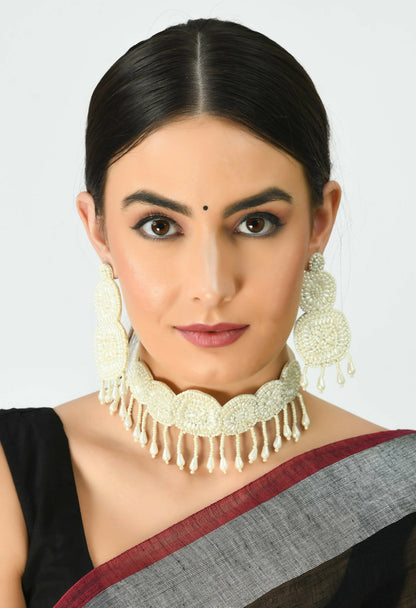 Mominos Fashion Johar Kamal Handicraft Pearls Necklace with Earrings For Women