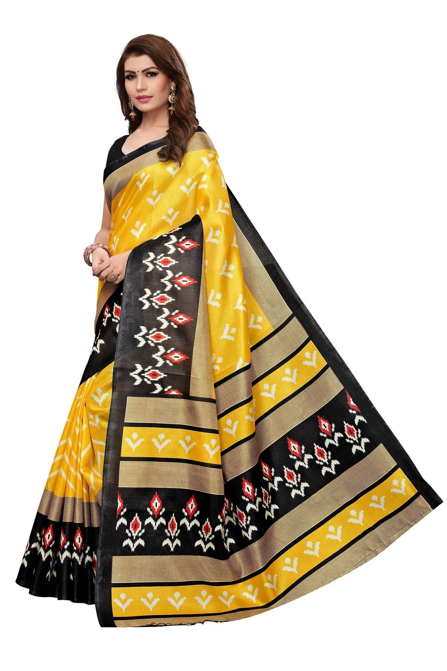 Vamika Kalamkari With Jhalar Khadi Silk Saree In Yellow Color