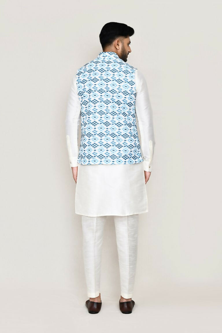 Joban Fashion White Colored Cotton Based Printed Work Men's Jacket