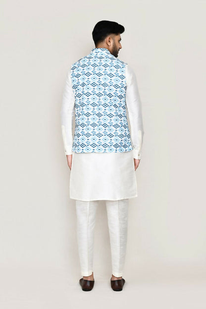 Joban Fashion White Colored Cotton Based Printed Work Men's Jacket