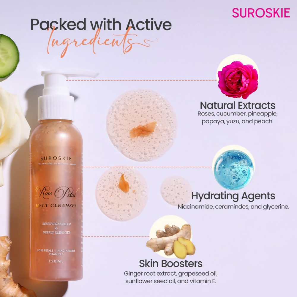 SUROSKIE Rose Petals Melt Cleanser 2-In-1 Face Wash & Makeup Remover