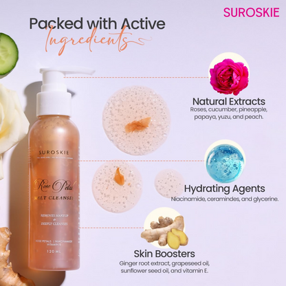 SUROSKIE Rose Petals Melt Cleanser 2-In-1 Face Wash & Makeup Remover