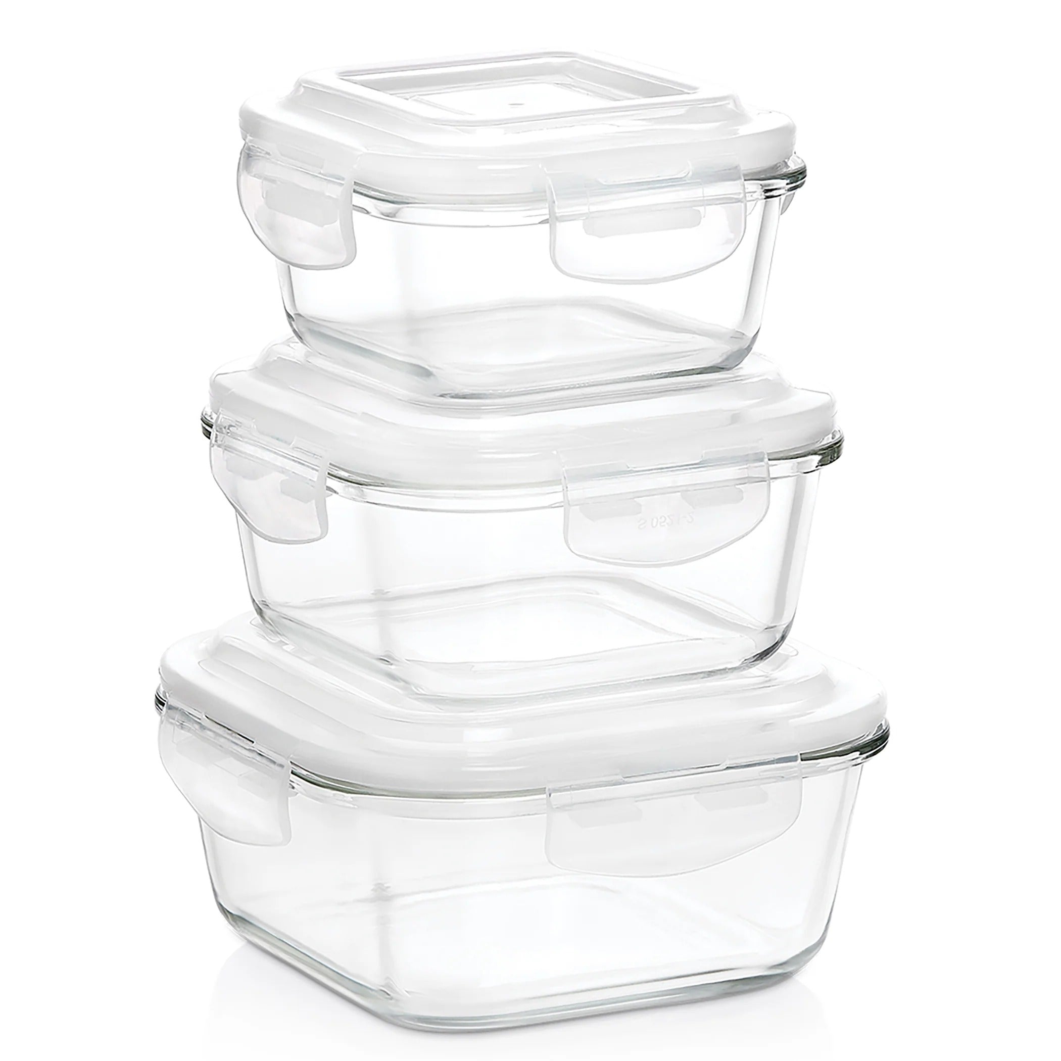 Borosil Klip N Store Round Glass Container Set of 3 (320ml+520ml+800ml)