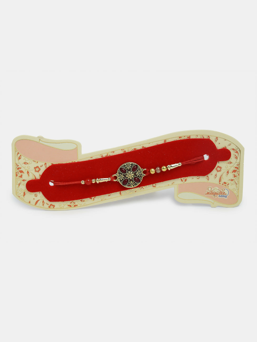 NVR Men Set of 4 Multicolor Stone-Studded Rakhi With Roli Chawal