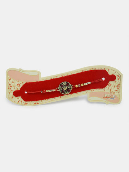 NVR Men Set of 4 Multicolor Stone-Studded Rakhi With Roli Chawal