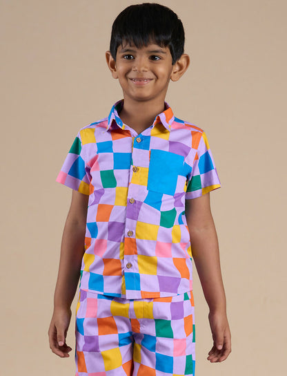Snakes and Ladders Boys Multi Color Rotary Print Shirt from Siblings Collection