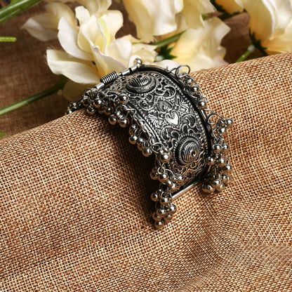 Mominos Fashion Joharkamal Oxidised Silver-Plated Ghungroo Handcraft Bracelet - Design 022