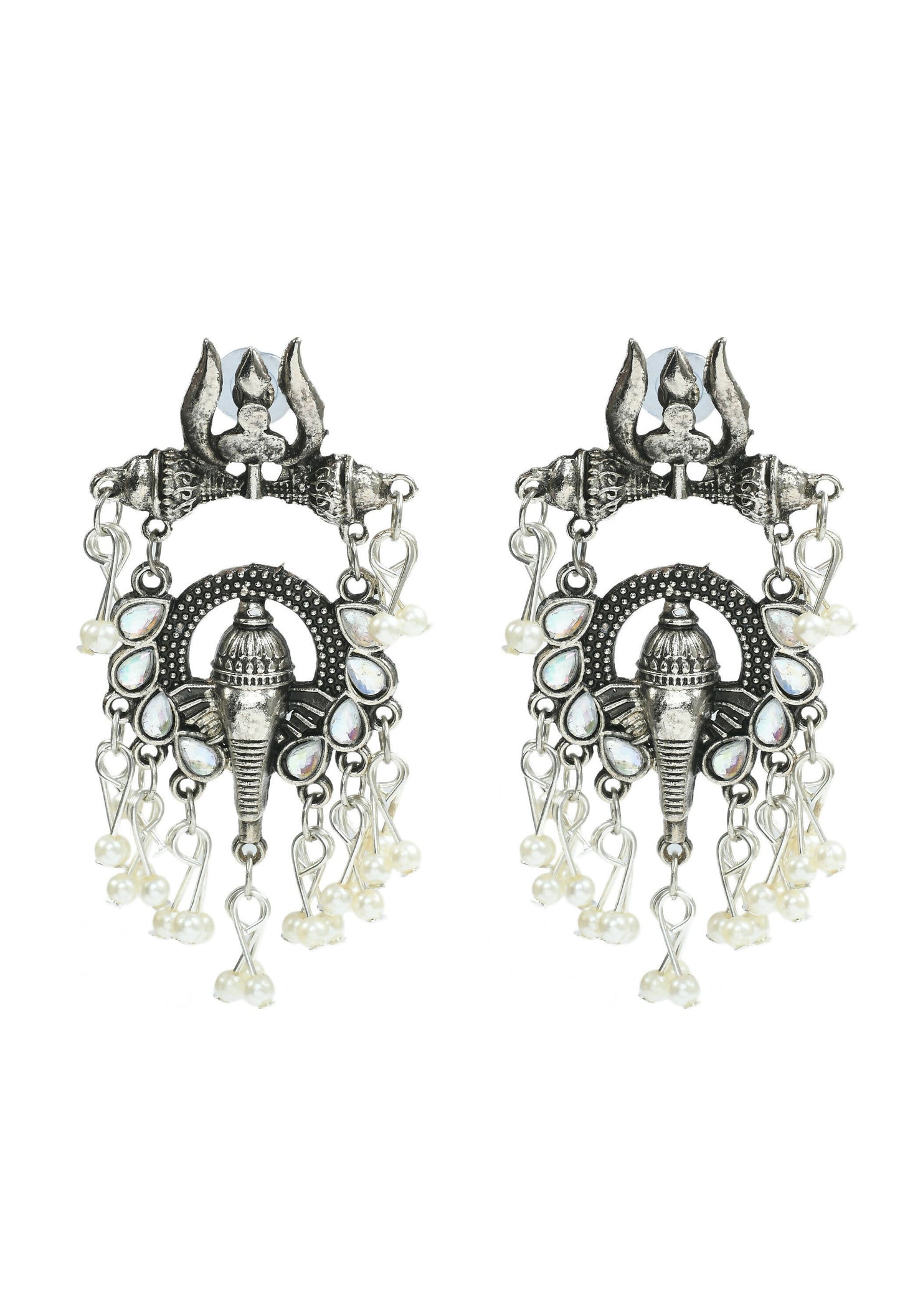 Mominos Fashion Johar Kamal Oxidised Silver-Plated Ganesha Design Necklace Choker Set for Women