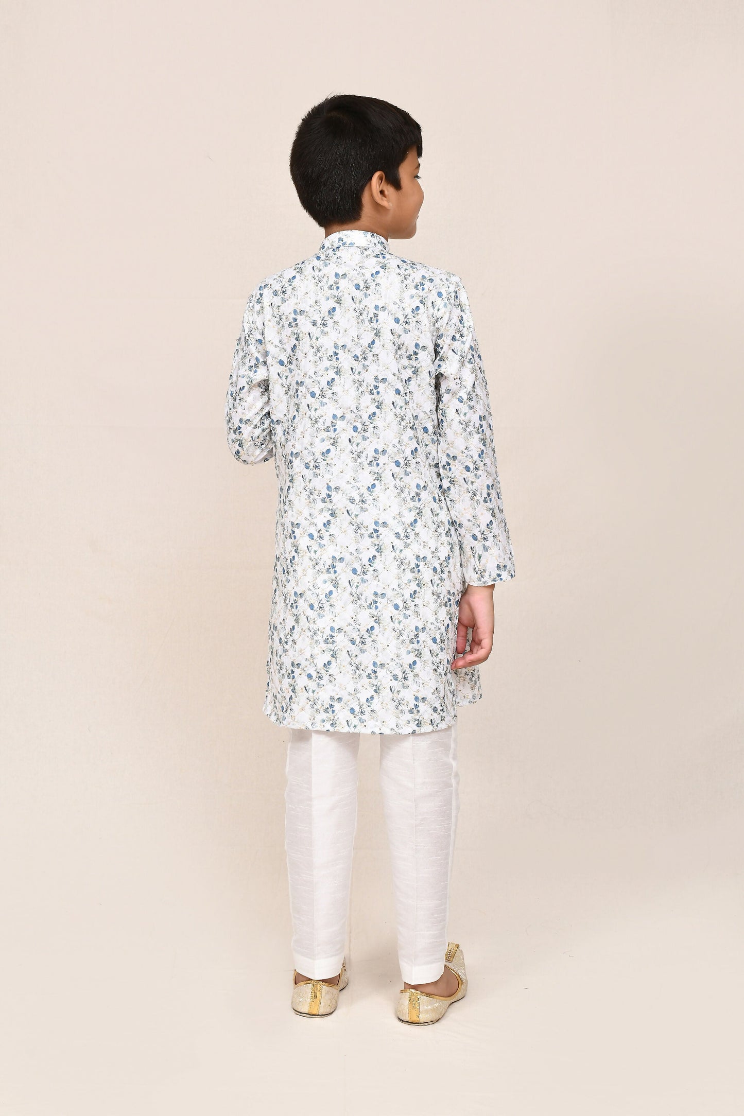 Joban Fashion Printed Cotton White Kurta With Straight Fit Pant
