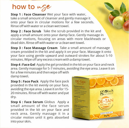 Globus Naturals De-Tan 6 Step Facial Kit
